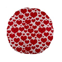 Hearts Valentine Pattern Seamless Standard 15  Premium Round Cushions from ArtsNow.com Back