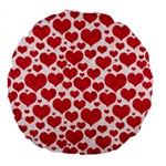 Hearts Valentine Pattern Seamless Large 18  Premium Round Cushions