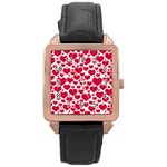 Hearts Valentine Pattern Seamless Rose Gold Leather Watch 