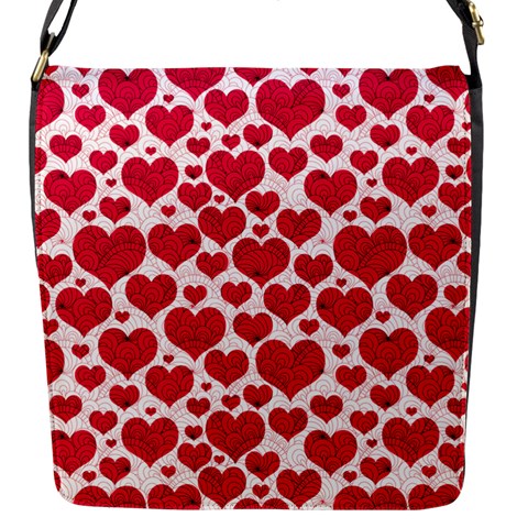 Hearts Valentine Pattern Seamless Flap Closure Messenger Bag (S) from ArtsNow.com Front