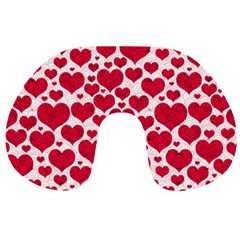 Hearts Valentine Pattern Seamless Travel Neck Pillow from ArtsNow.com Front