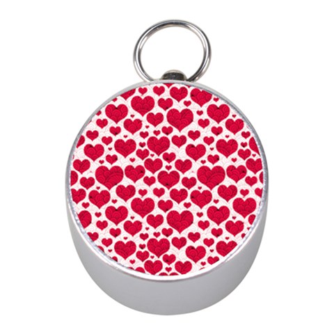 Hearts Valentine Pattern Seamless Mini Silver Compasses from ArtsNow.com Front