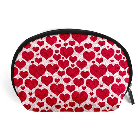 Hearts Valentine Pattern Seamless Accessory Pouch (Large) from ArtsNow.com Front