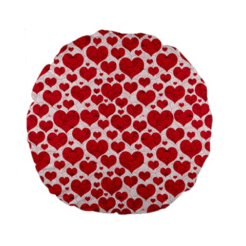 Hearts Valentine Pattern Seamless Standard 15  Premium Flano Round Cushions from ArtsNow.com Front