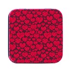 Hearts Valentine Pattern Seamless Square Metal Box (Black)