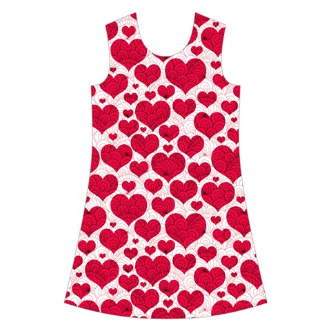 Hearts Valentine Pattern Seamless Kids  Short Sleeve Velvet Dress from ArtsNow.com Front