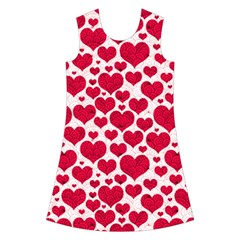 Hearts Valentine Pattern Seamless Kids  Short Sleeve Velvet Dress from ArtsNow.com Front