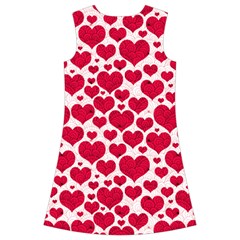 Hearts Valentine Pattern Seamless Kids  Short Sleeve Velvet Dress from ArtsNow.com Back