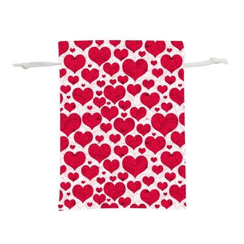 Hearts Valentine Pattern Seamless Lightweight Drawstring Pouch (M) from ArtsNow.com Front