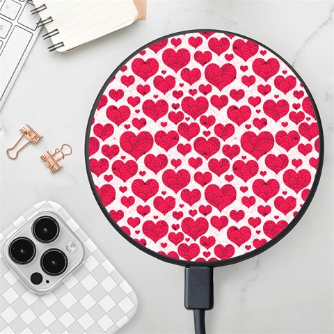 Hearts Valentine Pattern Seamless Wireless Fast Charger(Black) from ArtsNow.com Front