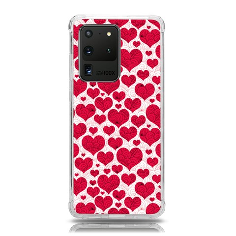 Hearts Valentine Pattern Seamless Samsung Galaxy S20 Ultra 6.9 Inch TPU UV Case from ArtsNow.com Front