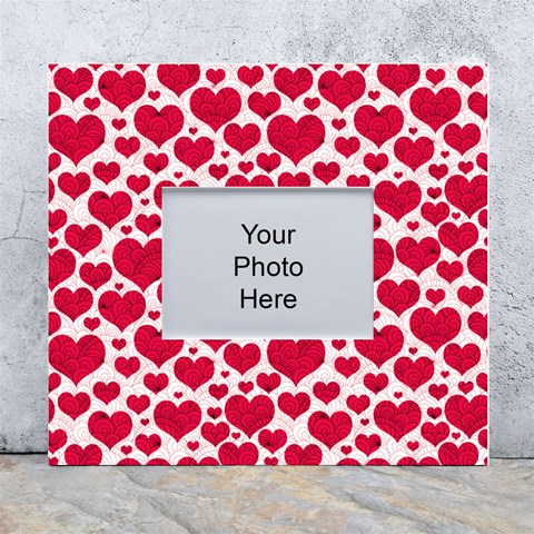 Hearts Valentine Pattern Seamless White Wall Photo Frame 5  x 7  from ArtsNow.com Front