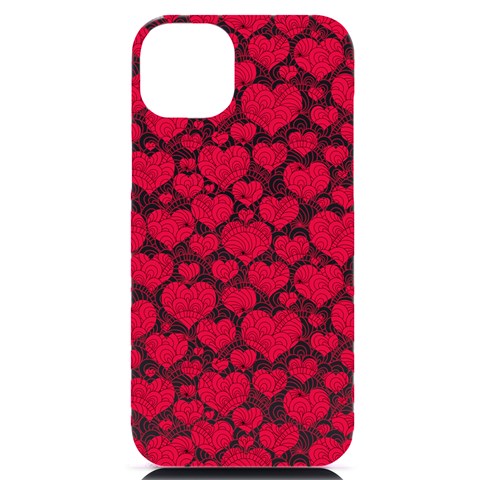 Hearts Valentine Pattern Seamless iPhone 14 Plus Black UV Print PC Hardshell Case from ArtsNow.com Front