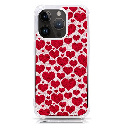 Hearts Valentine Pattern Seamless iPhone 14 Pro TPU UV Print Case from ArtsNow.com Front