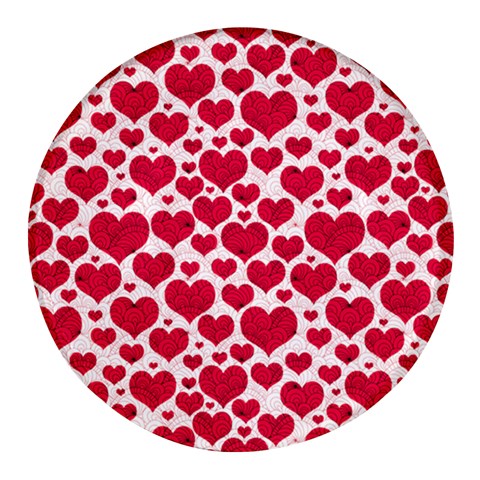 Hearts Valentine Pattern Seamless Round Glass Fridge Magnet (4 pack) from ArtsNow.com Front