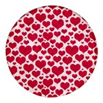 Hearts Valentine Pattern Seamless Round Glass Fridge Magnet (4 pack)