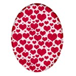 Hearts Valentine Pattern Seamless Oval Glass Fridge Magnet (4 pack)