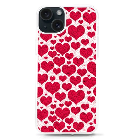 Hearts Valentine Pattern Seamless iPhone 15 TPU UV Print Case from ArtsNow.com Front