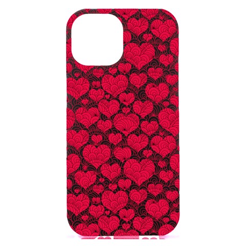 Hearts Valentine Pattern Seamless iPhone 15 Plus Black UV Print PC Hardshell Case from ArtsNow.com Front