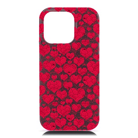 Hearts Valentine Pattern Seamless iPhone 16 Pro Max Black UV Print PC Hardshell Case from ArtsNow.com Front