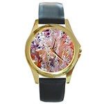 Pour Flames Round Gold Metal Watch