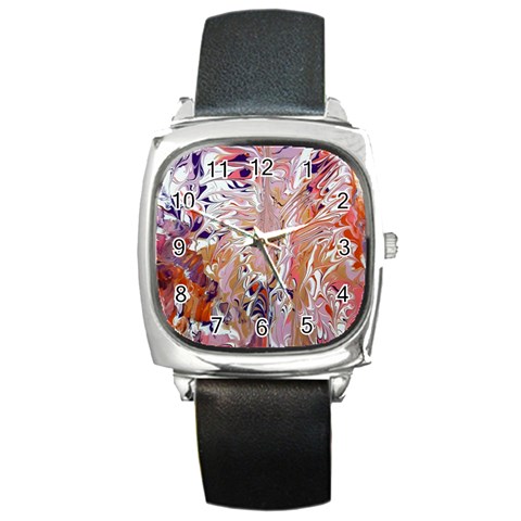 Pour Flames Square Metal Watch from ArtsNow.com Front