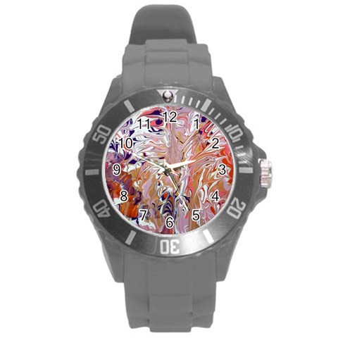 Pour Flames Round Plastic Sport Watch (L) from ArtsNow.com Front