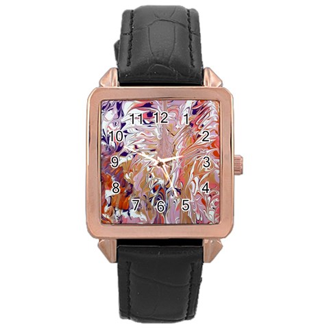 Pour Flames Rose Gold Leather Watch  from ArtsNow.com Front