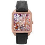 Pour Flames Rose Gold Leather Watch 