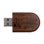 Pour Flames Wood Oval USB Flash Drive