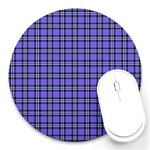 Blue Tartan Plaid 1 Round Mousepad