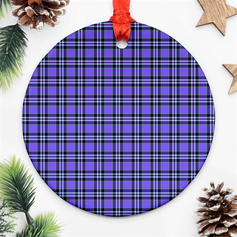 Blue Tartan Plaid 1 Ornament (Round) from ArtsNow.com Front