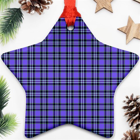 Blue Tartan Plaid 1 Ornament (Star) from ArtsNow.com Front