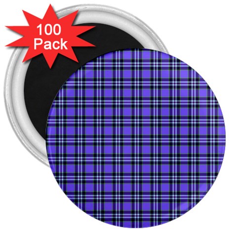 Blue Tartan Plaid 1 3  Magnets (100 pack) from ArtsNow.com Front