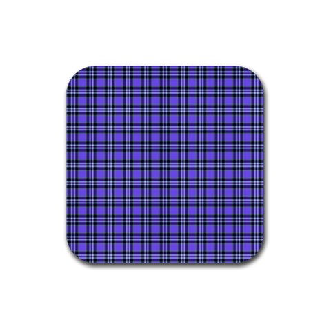 Blue Tartan Plaid 1 Rubber Coaster (Square) from ArtsNow.com Front