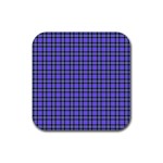 Blue Tartan Plaid 1 Rubber Coaster (Square)