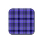 Blue Tartan Plaid 1 Rubber Square Coaster (4 pack)