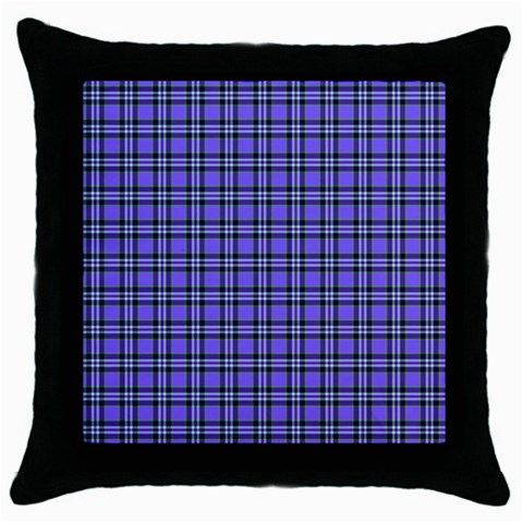 Blue Tartan Plaid 1 Throw Pillow Case (Black) from ArtsNow.com Front