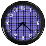 Blue Tartan Plaid 1 Wall Clock (Black)