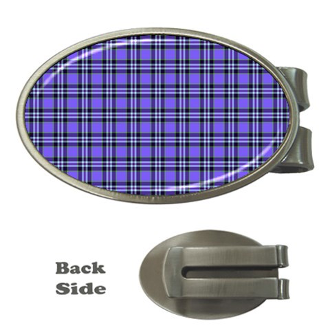 Blue Tartan Plaid 1 Money Clips (Oval)  from ArtsNow.com Front