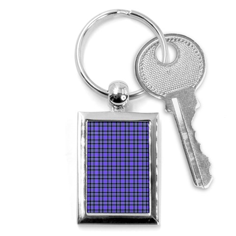 Blue Tartan Plaid 1 Key Chain (Rectangle) from ArtsNow.com Front