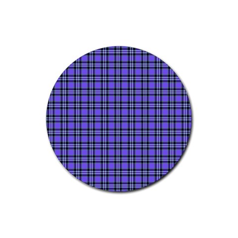 Blue Tartan Plaid 1 Rubber Coaster (Round) from ArtsNow.com Front