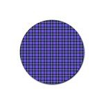 Blue Tartan Plaid 1 Rubber Coaster (Round)