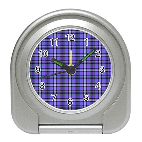 Blue Tartan Plaid 1 Travel Alarm Clock from ArtsNow.com Front