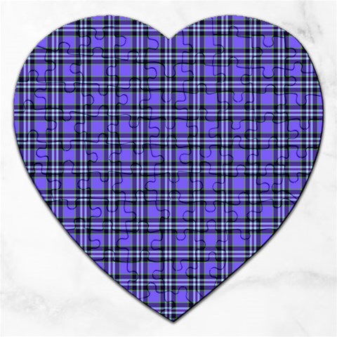 Blue Tartan Plaid 1 Jigsaw Puzzle (Heart) from ArtsNow.com Front