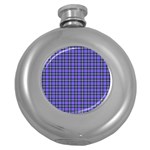 Blue Tartan Plaid 1 Round Hip Flask (5 oz)