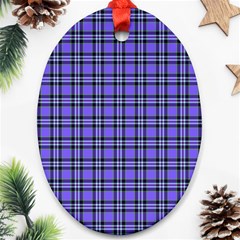 Blue Tartan Plaid 1 Oval Ornament (Two Sides) from ArtsNow.com Front