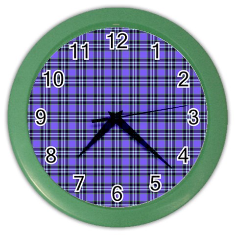 Blue Tartan Plaid 1 Color Wall Clock from ArtsNow.com Front