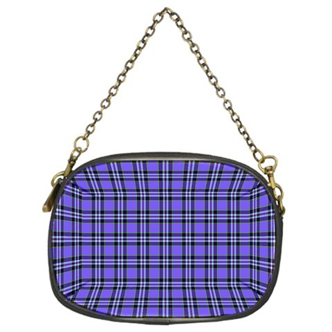 Blue Tartan Plaid 1 Chain Purse (One Side) from ArtsNow.com Front