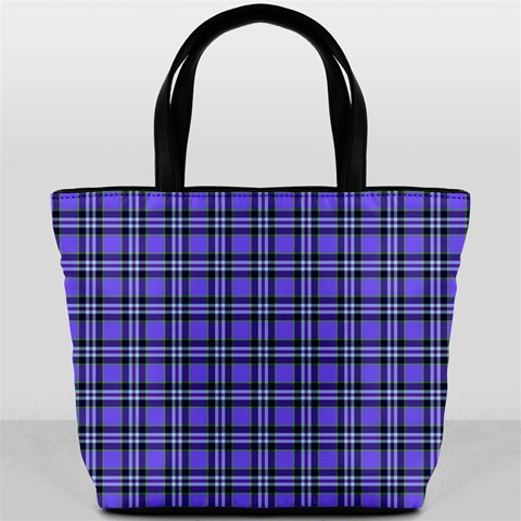 Blue Tartan Plaid 1 Bucket Bag from ArtsNow.com Front